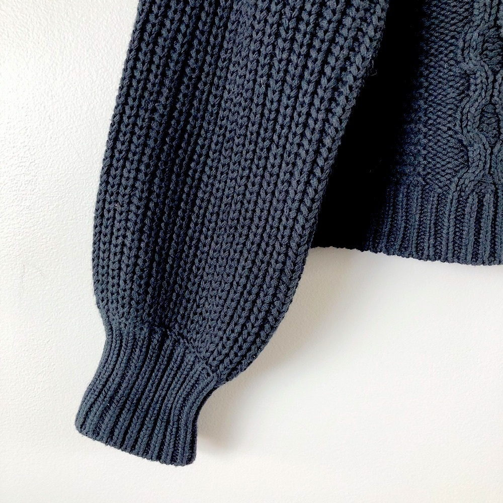Free People sweater Women's Dream Cable Crew pullover sweater black cable knit - Picture 5 of 12